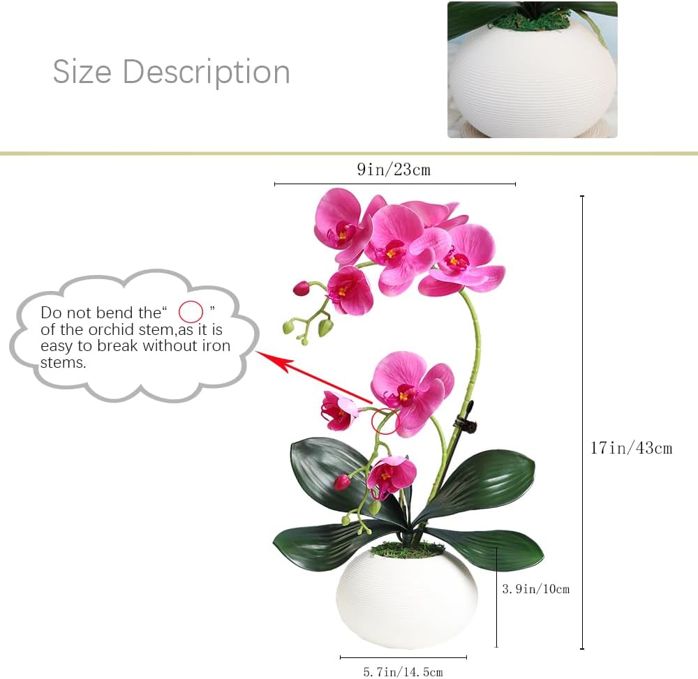 Artificial Potted Orchid Flower for Table Centerpieces,Real Touch White Fake Orchid Flowers in Vase for Home Decoration (Style 2,Black Vase)