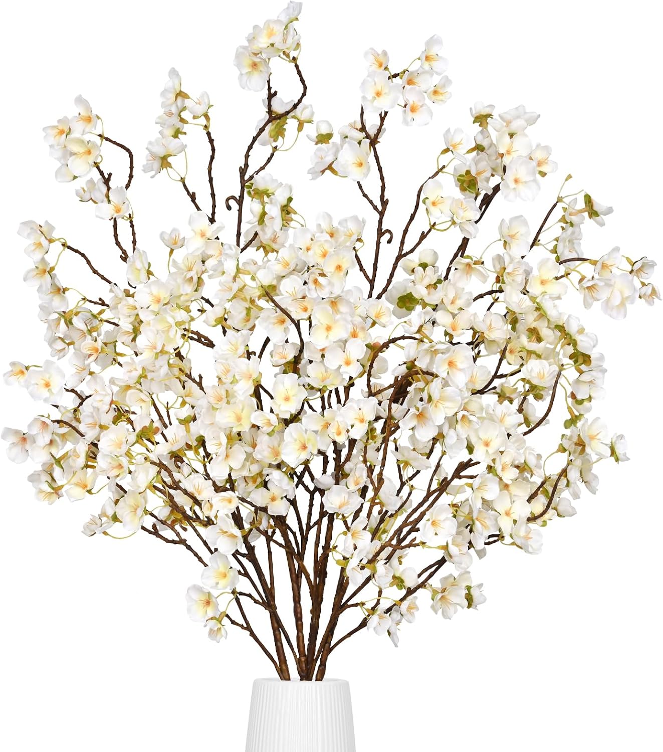 36'' Cherry Blossom Decor, 4 Pcs Long Stem Artificial Flowers for Tall Vase | Cherry Blossom Tree Branches for Floral Arrangements Wedding Spring Decorations (Yellow)