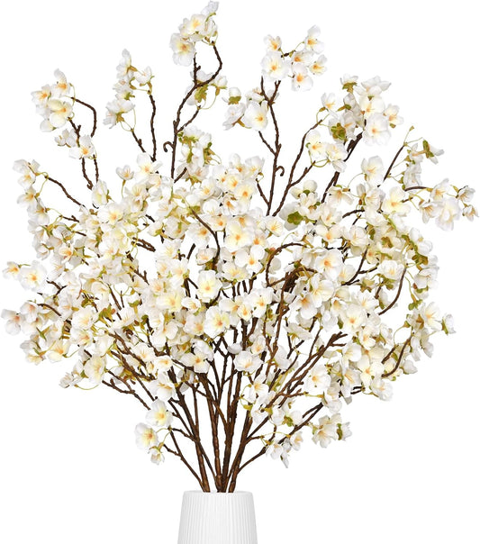 36'' Cherry Blossom Decor, 4 Pcs Long Stem Artificial Flowers for Tall Vase | Cherry Blossom Tree Branches for Floral Arrangements Wedding Spring Decorations (Yellow)