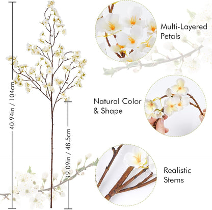 36'' Cherry Blossom Decor, 4 Pcs Long Stem Artificial Flowers for Tall Vase | Cherry Blossom Tree Branches for Floral Arrangements Wedding Spring Decorations (Yellow)