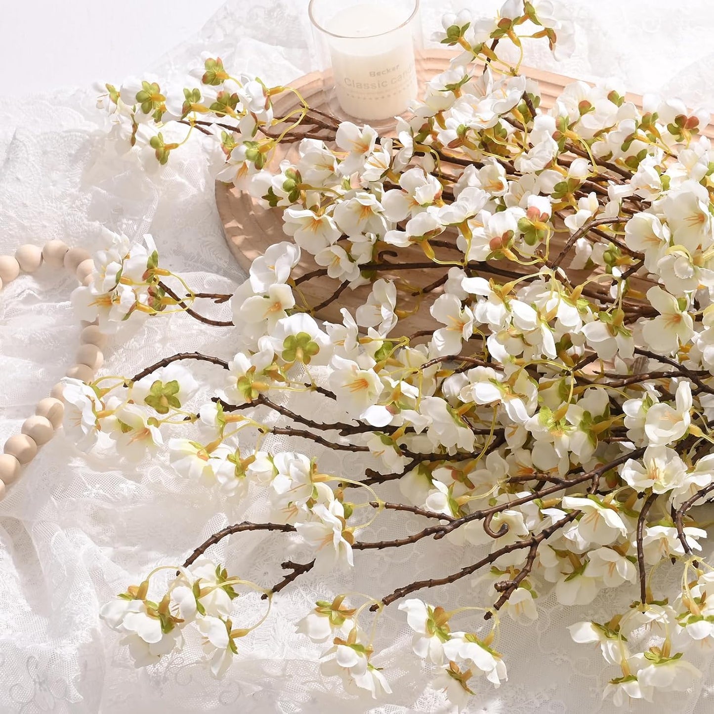 36'' Cherry Blossom Decor, 4 Pcs Long Stem Artificial Flowers for Tall Vase | Cherry Blossom Tree Branches for Floral Arrangements Wedding Spring Decorations (Yellow)
