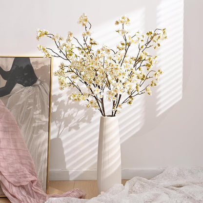 36'' Cherry Blossom Decor, 4 Pcs Long Stem Artificial Flowers for Tall Vase | Cherry Blossom Tree Branches for Floral Arrangements Wedding Spring Decorations (Yellow)