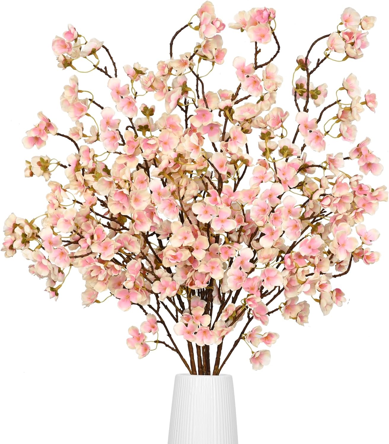 36'' Cherry Blossom Decor, 4 Pcs Long Stem Artificial Flowers for Tall Vase | Cherry Blossom Tree Branches for Floral Arrangements Wedding Spring Decorations (Yellow)