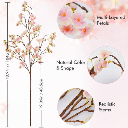 36'' Cherry Blossom Decor, 4 Pcs Long Stem Artificial Flowers for Tall Vase | Cherry Blossom Tree Branches for Floral Arrangements Wedding Spring Decorations (Yellow)