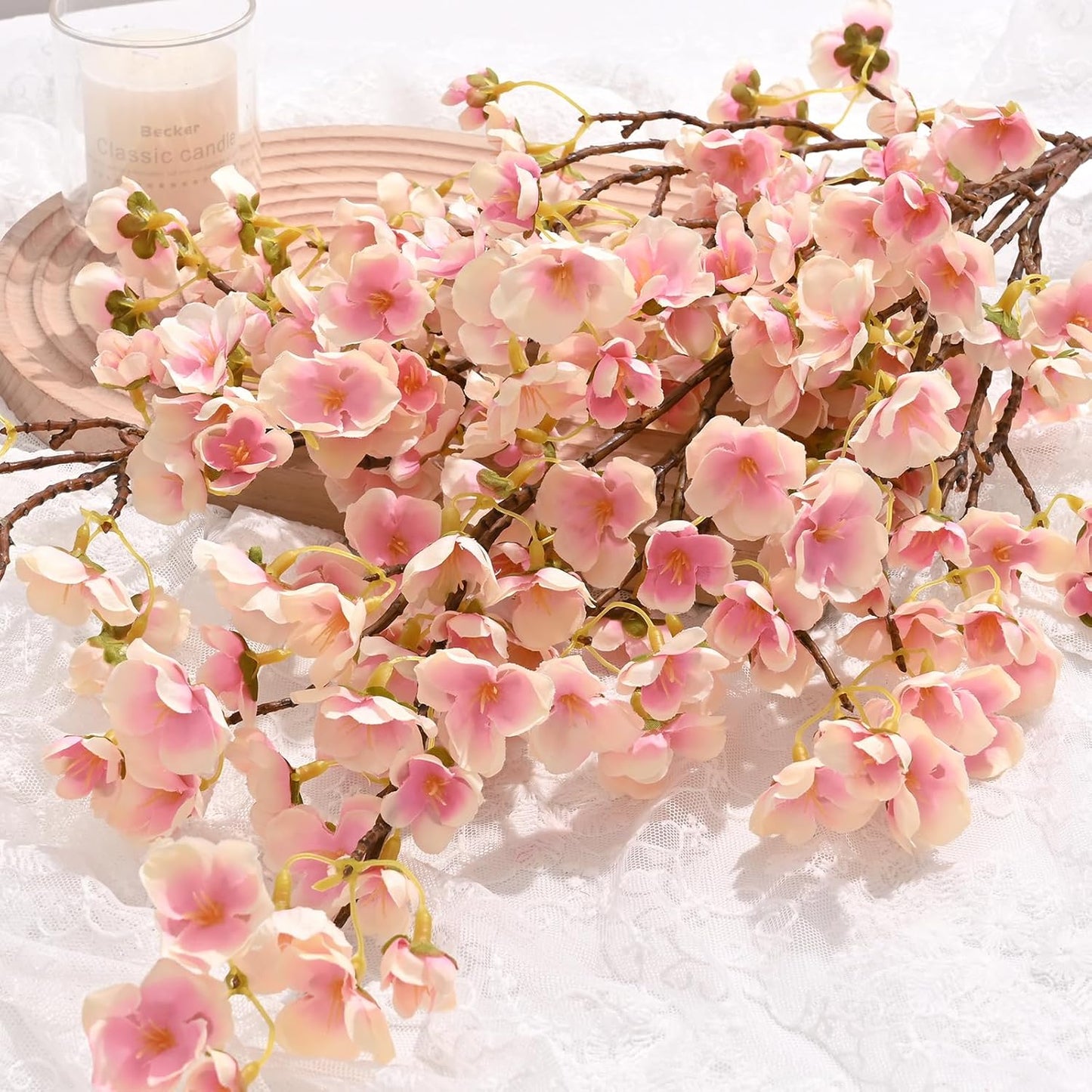 36'' Cherry Blossom Decor, 4 Pcs Long Stem Artificial Flowers for Tall Vase | Cherry Blossom Tree Branches for Floral Arrangements Wedding Spring Decorations (Yellow)
