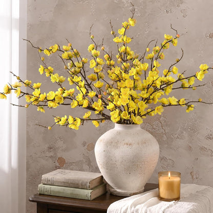 36'' Cherry Blossom Decor, 4 Pcs Long Stem Artificial Flowers for Tall Vase | Cherry Blossom Tree Branches for Floral Arrangements Wedding Spring Decorations (Yellow)