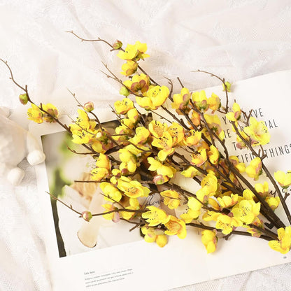 36'' Cherry Blossom Decor, 4 Pcs Long Stem Artificial Flowers for Tall Vase | Cherry Blossom Tree Branches for Floral Arrangements Wedding Spring Decorations (Yellow)