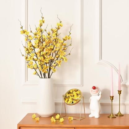 36'' Cherry Blossom Decor, 4 Pcs Long Stem Artificial Flowers for Tall Vase | Cherry Blossom Tree Branches for Floral Arrangements Wedding Spring Decorations (Yellow)