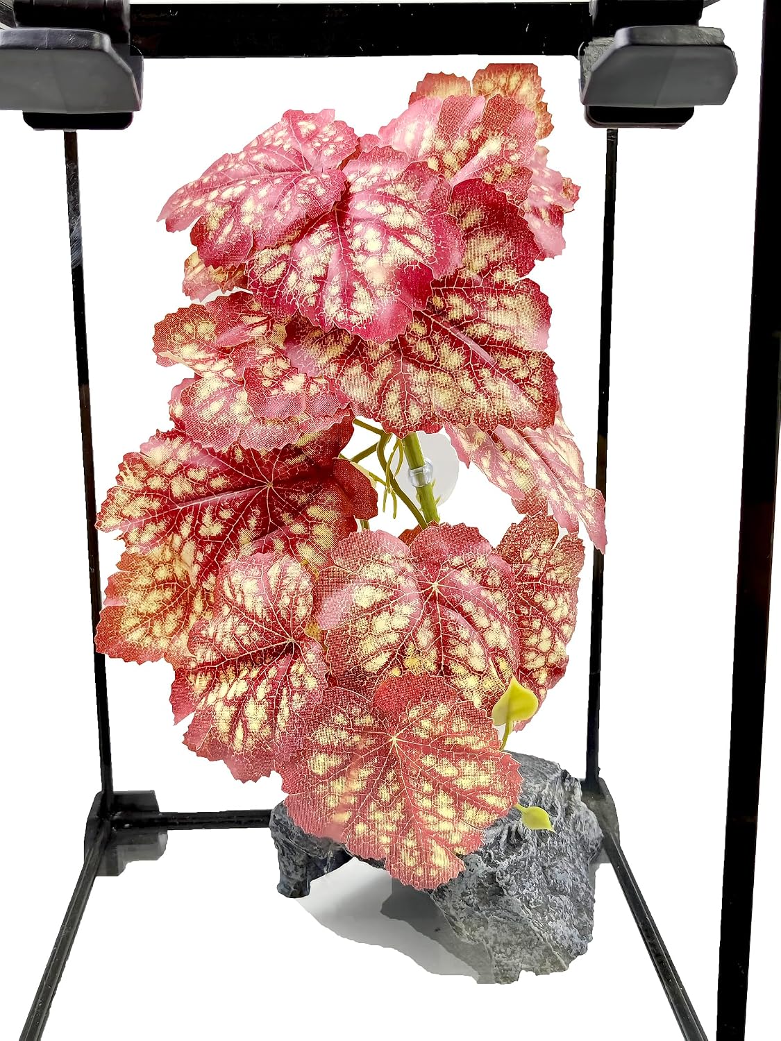 Reptile Plants for Terrarium, Artificial Hanging Plants with Suction Cups, Amphibian Tank Habitat Decor Plastic Plant for Bearded Dragons Lizards Snake Geckos Frogs - 2Pack Fake Monstera