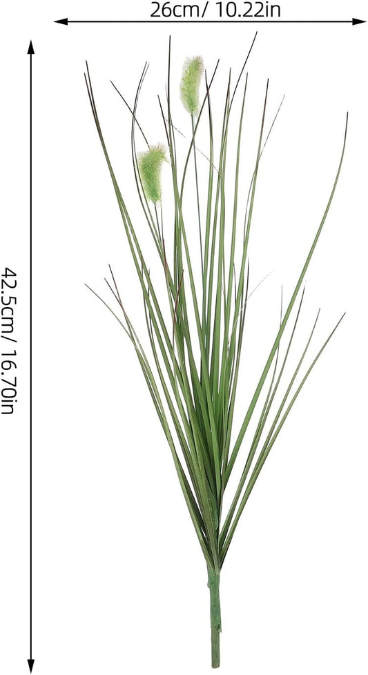 6pcs Artificial Cattail Reed Grass - Fake Onion Grass for Indoor Outdoor - Faux Greenery Shrubs Bushes for Outside Garden Shop Office Home Wedding Decor
