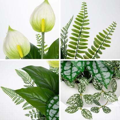 Fake Plants 11.8" Artificial Potted Plant Assorted Faux Plants in Pot Silk Plants Artificial Plants Indoor for Home Living Room Bedroom Bathroom Office Desk Table Centerpieces Shelf Greenery Decor