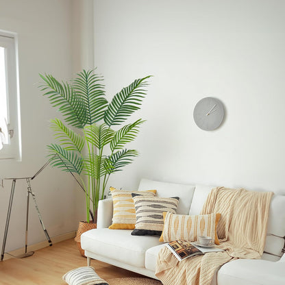 6FT Artificial Palm Tree,Faux Areca Palm Plant with Real Touch Leaves and Adjustable Branches,Fake Tropical Palm Tree for Home Office Indoor Outdoor Modern Decoration