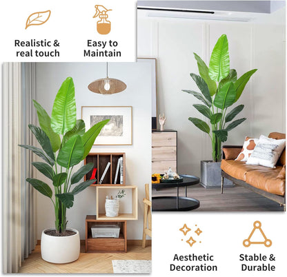 6FT Artificial Palm Tree,Faux Areca Palm Plant with Real Touch Leaves and Adjustable Branches,Fake Tropical Palm Tree for Home Office Indoor Outdoor Modern Decoration
