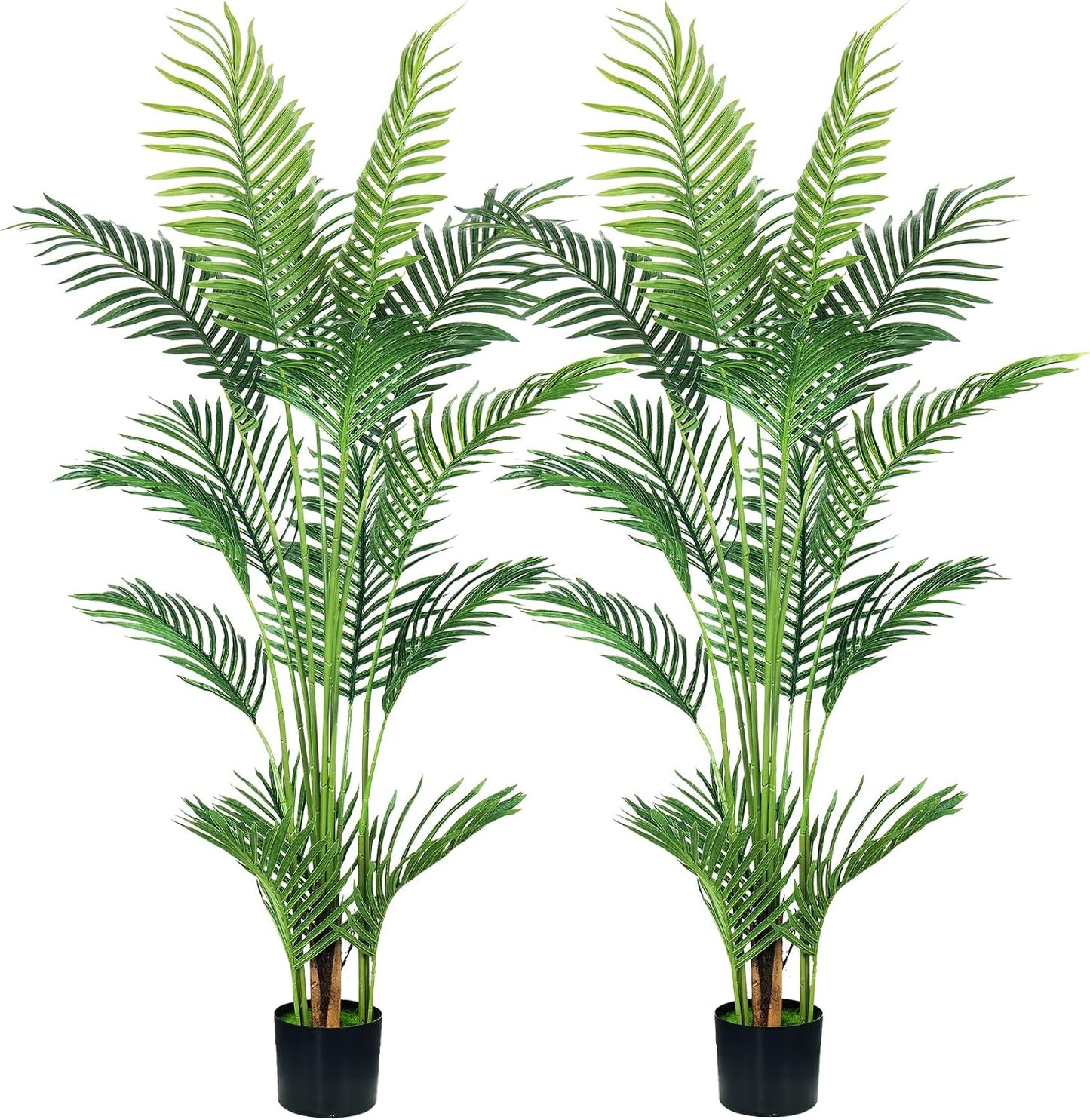 6FT Artificial Palm Tree,Faux Areca Palm Plant with Real Touch Leaves and Adjustable Branches,Fake Tropical Palm Tree for Home Office Indoor Outdoor Modern Decoration