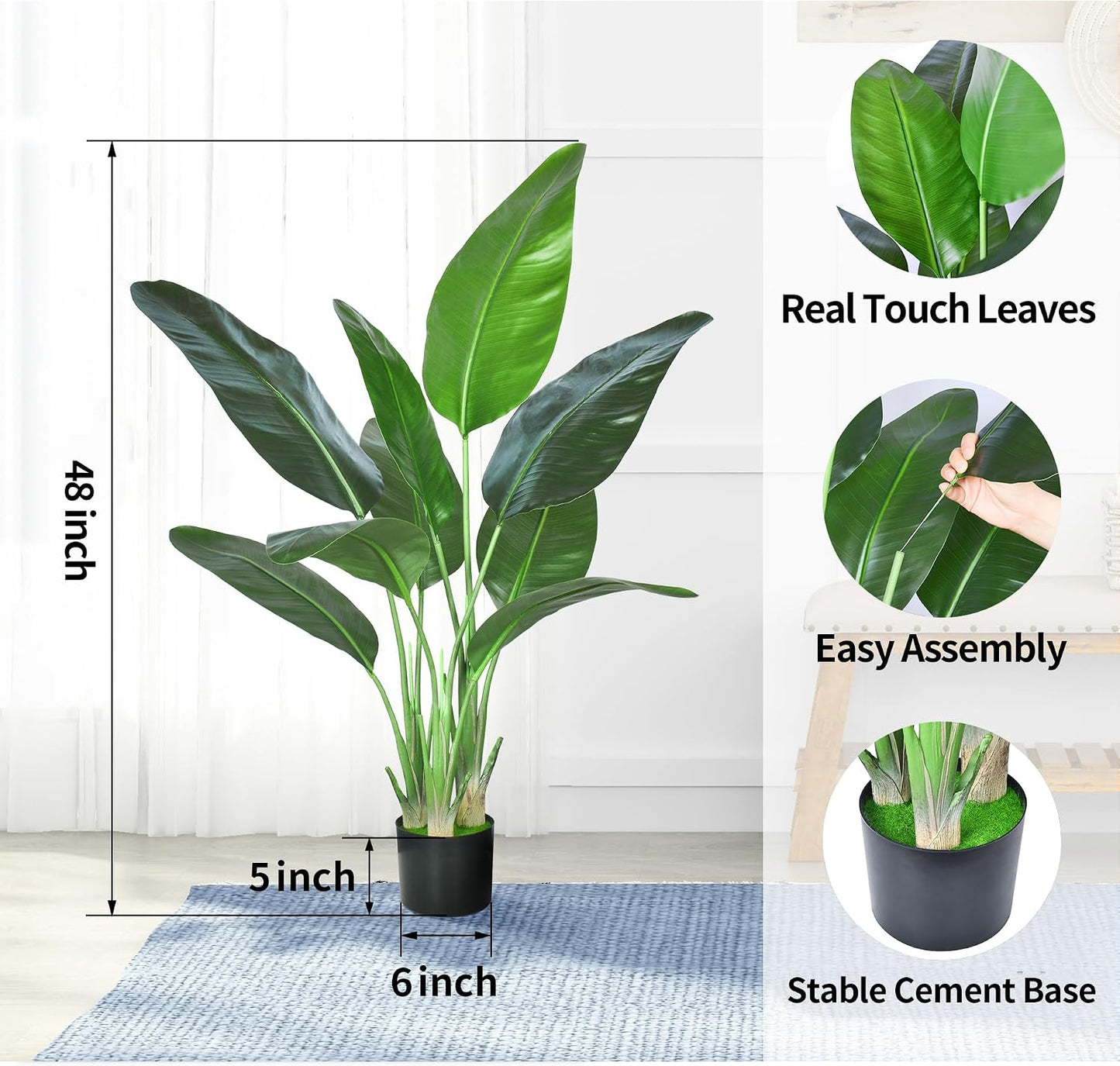 6FT Artificial Palm Tree,Faux Areca Palm Plant with Real Touch Leaves and Adjustable Branches,Fake Tropical Palm Tree for Home Office Indoor Outdoor Modern Decoration
