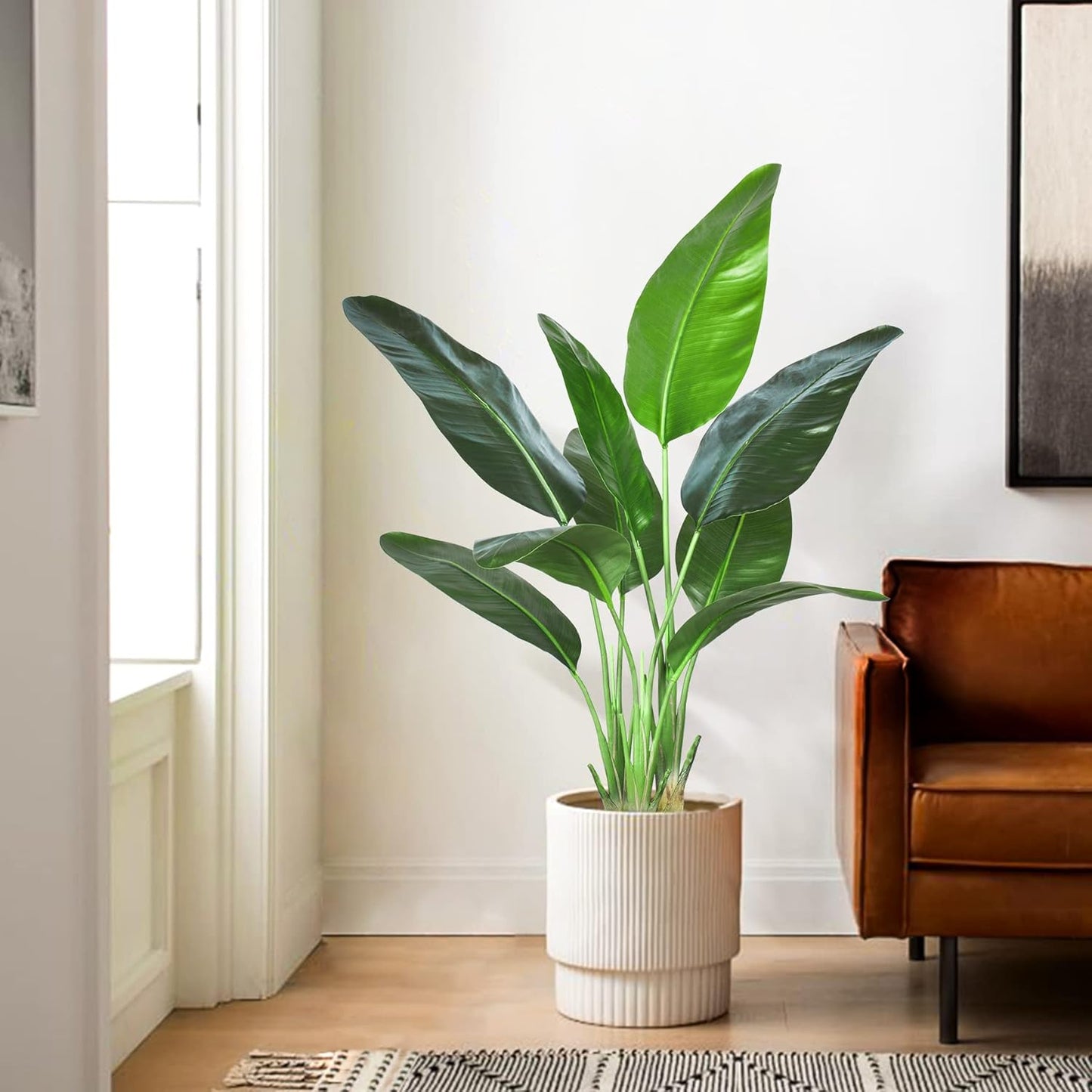 6FT Artificial Palm Tree,Faux Areca Palm Plant with Real Touch Leaves and Adjustable Branches,Fake Tropical Palm Tree for Home Office Indoor Outdoor Modern Decoration