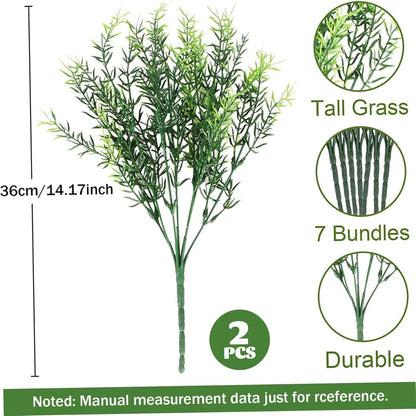 2Pcs Rosemary Stems, 14 Inch Rosemary Plant with 7 Branches, Artificial & Realistic Rosemary, Low Maintenance Plastic Green Artificial Greenery for Home, Rosemary