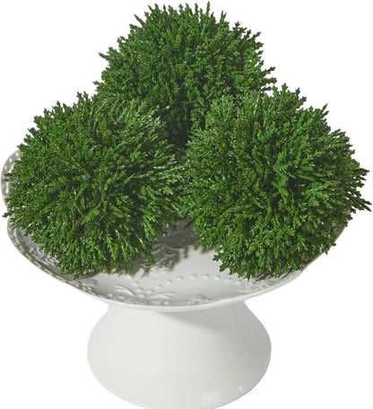 4 Inch Decorative Balls, Real Touch Cedar Topiary Ball Faux Greenery Boxwood Balls for Centerpiece Bowls Farmhouse Home Decor 3 Pcs