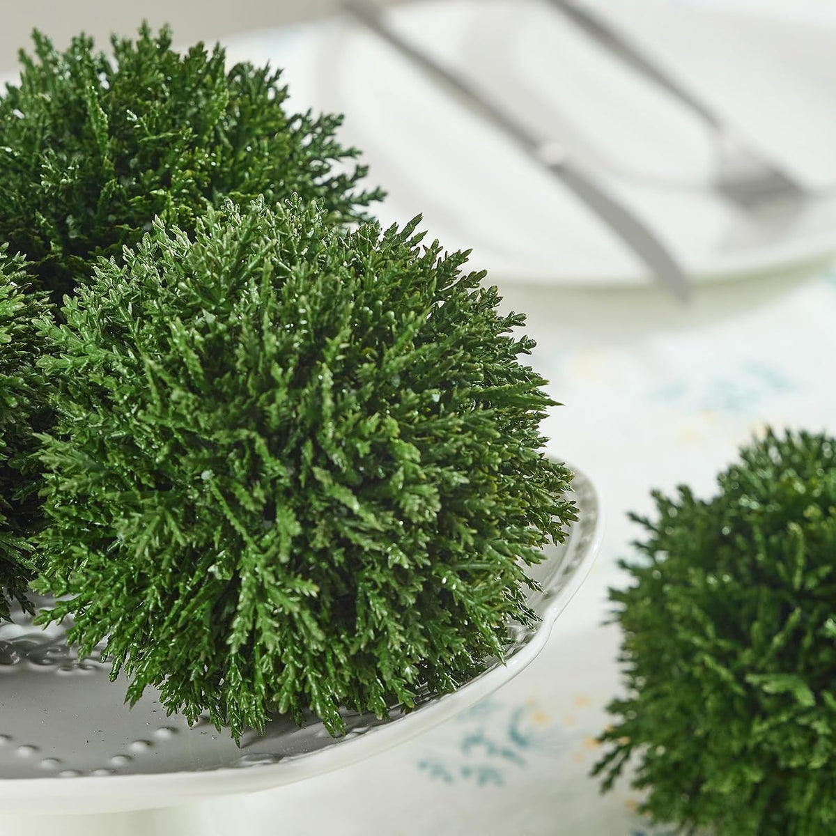 4 Inch Decorative Balls, Real Touch Cedar Topiary Ball Faux Greenery Boxwood Balls for Centerpiece Bowls Farmhouse Home Decor 3 Pcs
