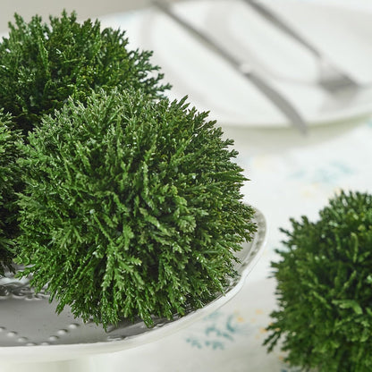 4 Inch Decorative Balls, Real Touch Cedar Topiary Ball Faux Greenery Boxwood Balls for Centerpiece Bowls Farmhouse Home Decor 3 Pcs