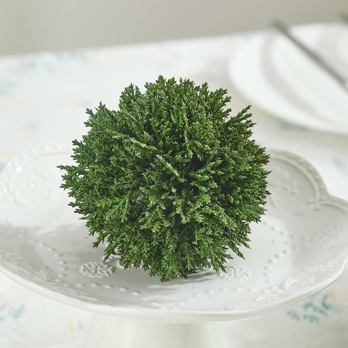 4 Inch Decorative Balls, Real Touch Cedar Topiary Ball Faux Greenery Boxwood Balls for Centerpiece Bowls Farmhouse Home Decor 3 Pcs