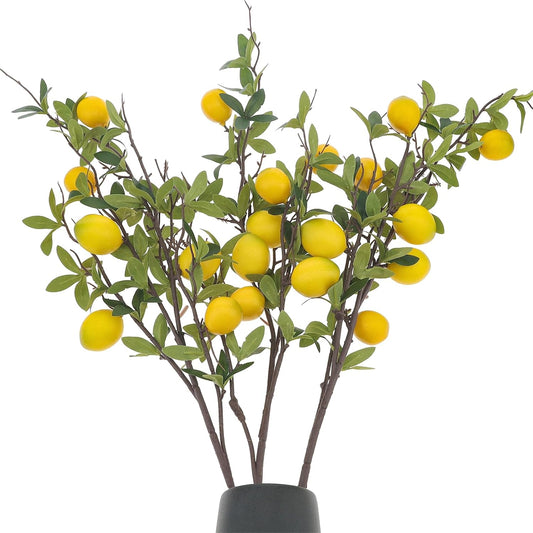 37.4" Artificial Lemon Fruit Branches Faux Greenery Embellish 3PCS