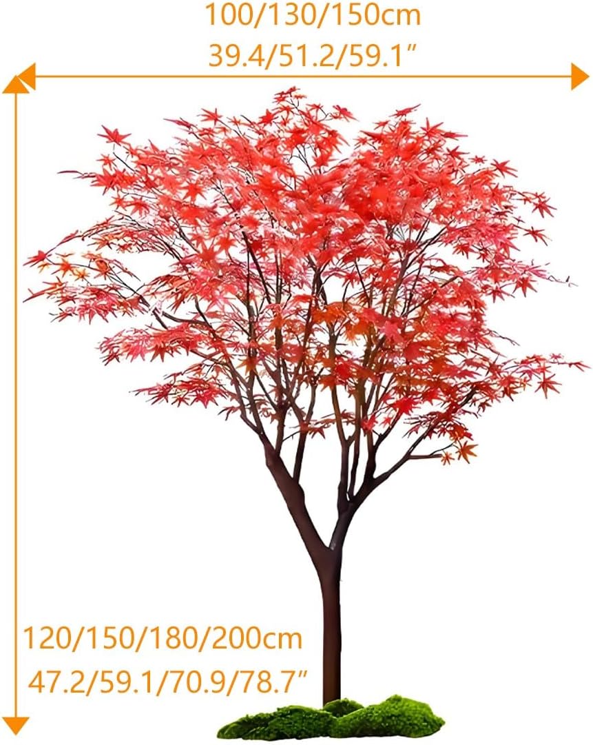 Large Japanese Red Maple Faux Tree, Artificial Plants for Home Decor with Silk Leaves and Natural Wood Trunk for Wedding Event Indoor Outdoor Home Office Farmhouse Decor(120 * 100cm/47.2 * 39.4")
