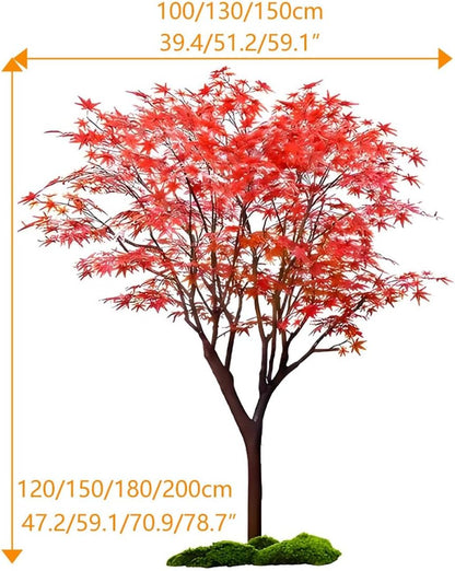Large Japanese Red Maple Faux Tree, Artificial Plants for Home Decor with Silk Leaves and Natural Wood Trunk for Wedding Event Indoor Outdoor Home Office Farmhouse Decor(120 * 100cm/47.2 * 39.4")