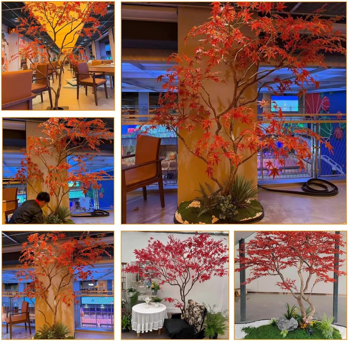 Large Japanese Red Maple Faux Tree, Artificial Plants for Home Decor with Silk Leaves and Natural Wood Trunk for Wedding Event Indoor Outdoor Home Office Farmhouse Decor(120 * 100cm/47.2 * 39.4")