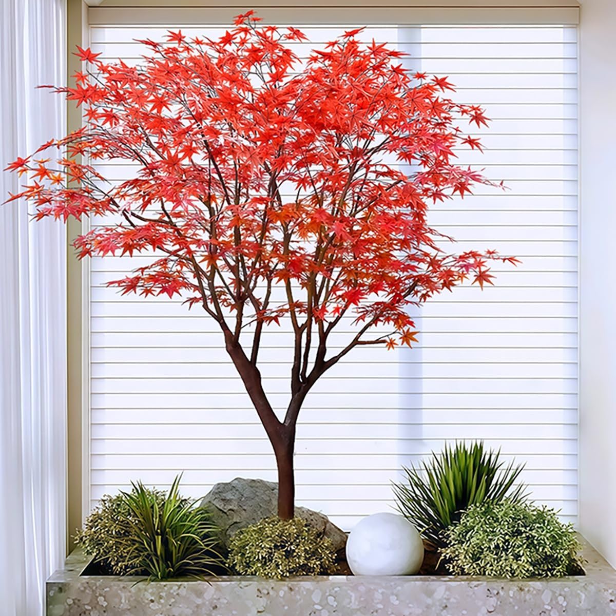 Large Japanese Red Maple Faux Tree, Artificial Plants for Home Decor with Silk Leaves and Natural Wood Trunk for Wedding Event Indoor Outdoor Home Office Farmhouse Decor(120 * 100cm/47.2 * 39.4")