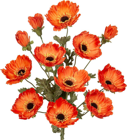 28.3" Red Artificial Flowers Poppy Flowers 3Pcs Silk Fake Poppy Flowers Real Touch Faux Poppies Spring Flower Long Stem Arrangement with 4 Heads for Party Centerpiece Bouquet Table Home Decoration