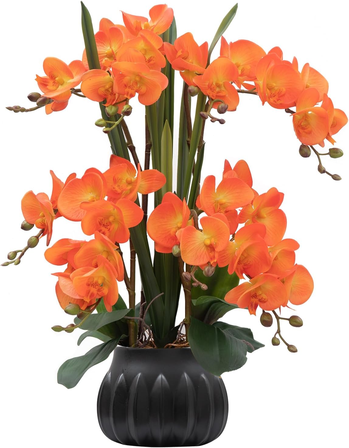 Artificial Orchid Flower Plant 20.9'' Real Touch Faux Orchids in Ceramic Vase Purple Dapple Fake Phalaenopsis Flower Arrangement Silk Orchids with Stems for Centerpiece Table Home Indoor Decor