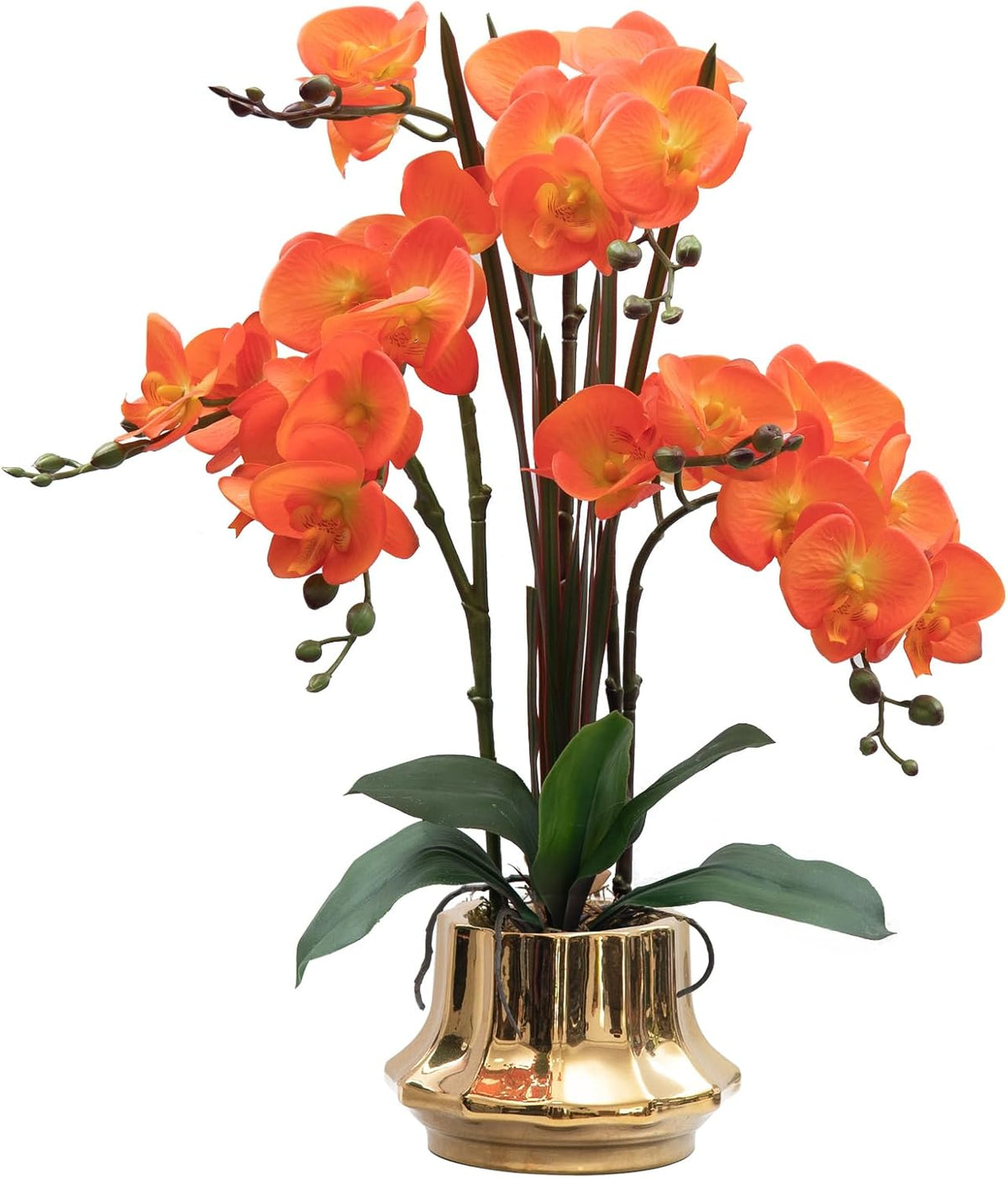 Artificial Orchid Flower Plant 20.9'' Real Touch Faux Orchids in Ceramic Vase Purple Dapple Fake Phalaenopsis Flower Arrangement Silk Orchids with Stems for Centerpiece Table Home Indoor Decor