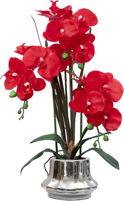 Artificial Orchid Flower Plant 20.9'' Real Touch Faux Orchids in Ceramic Vase Purple Dapple Fake Phalaenopsis Flower Arrangement Silk Orchids with Stems for Centerpiece Table Home Indoor Decor