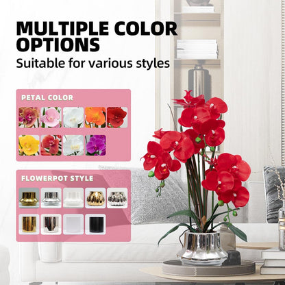 Artificial Orchid Flower Plant 20.9'' Real Touch Faux Orchids in Ceramic Vase Purple Dapple Fake Phalaenopsis Flower Arrangement Silk Orchids with Stems for Centerpiece Table Home Indoor Decor