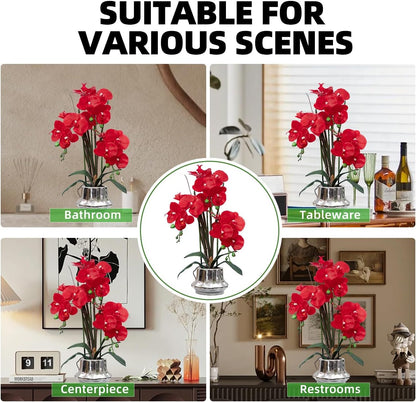 Artificial Orchid Flower Plant 20.9'' Real Touch Faux Orchids in Ceramic Vase Purple Dapple Fake Phalaenopsis Flower Arrangement Silk Orchids with Stems for Centerpiece Table Home Indoor Decor