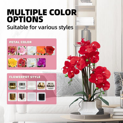 Artificial Orchid Flower Plant 20.9'' Real Touch Faux Orchids in Ceramic Vase Purple Dapple Fake Phalaenopsis Flower Arrangement Silk Orchids with Stems for Centerpiece Table Home Indoor Decor