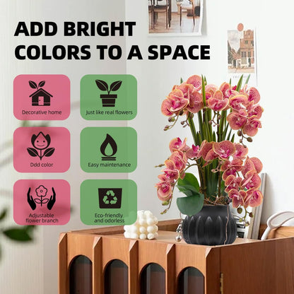Artificial Orchid Flower Plant 20.9'' Real Touch Faux Orchids in Ceramic Vase Purple Dapple Fake Phalaenopsis Flower Arrangement Silk Orchids with Stems for Centerpiece Table Home Indoor Decor