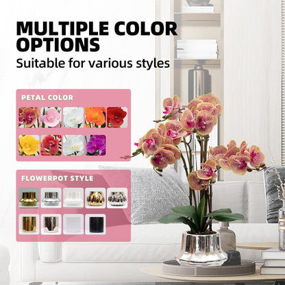 Artificial Orchid Flower Plant 20.9'' Real Touch Faux Orchids in Ceramic Vase Purple Dapple Fake Phalaenopsis Flower Arrangement Silk Orchids with Stems for Centerpiece Table Home Indoor Decor