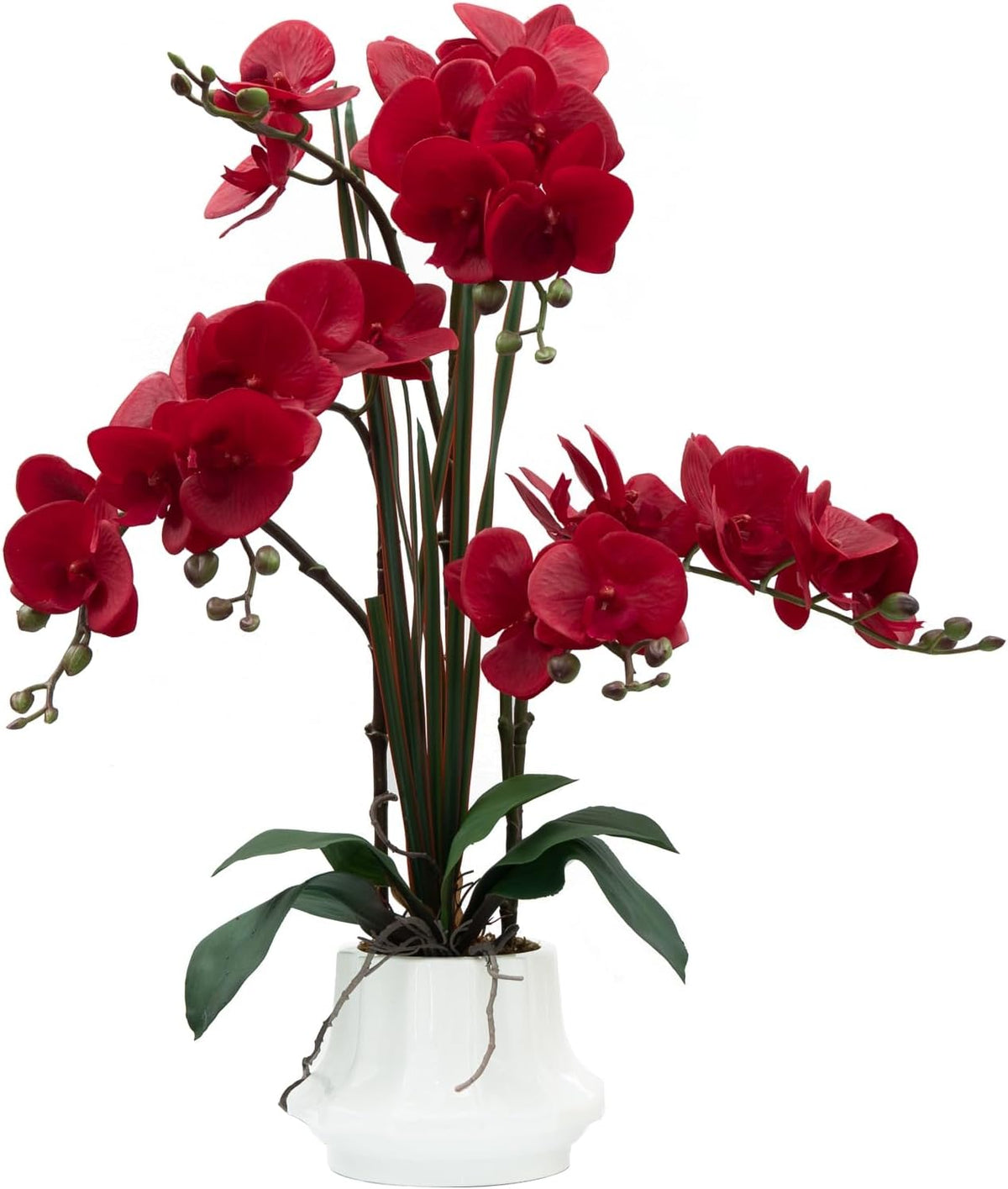 Artificial Orchid Flower Plant 20.9'' Real Touch Faux Orchids in Ceramic Vase Purple Dapple Fake Phalaenopsis Flower Arrangement Silk Orchids with Stems for Centerpiece Table Home Indoor Decor