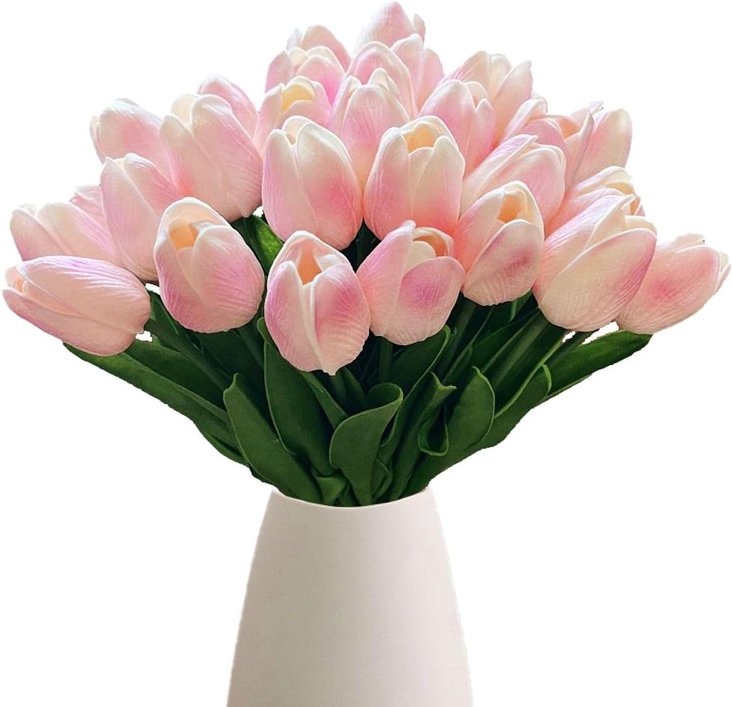 18pcs Artificial Tulips 13" PU Fake Flower Bouquet | Light Pink Tulips with PU Petals & Wire Stem. Ideal for Bedroom, Nursery, Photo Props, Gifts, DIY Flower Arrangement