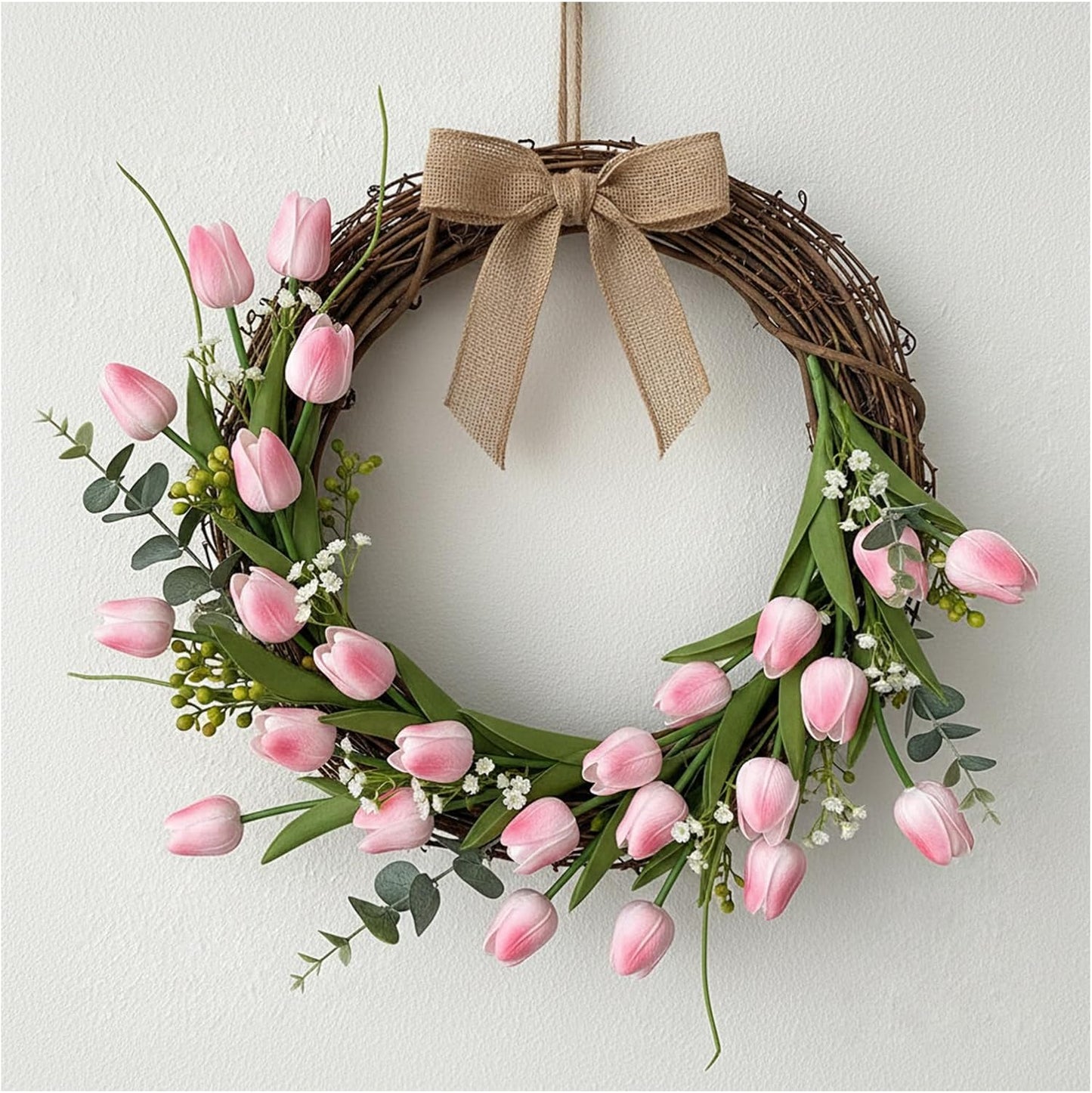 18pcs Artificial Tulips 13" PU Fake Flower Bouquet | Light Pink Tulips with PU Petals & Wire Stem. Ideal for Bedroom, Nursery, Photo Props, Gifts, DIY Flower Arrangement