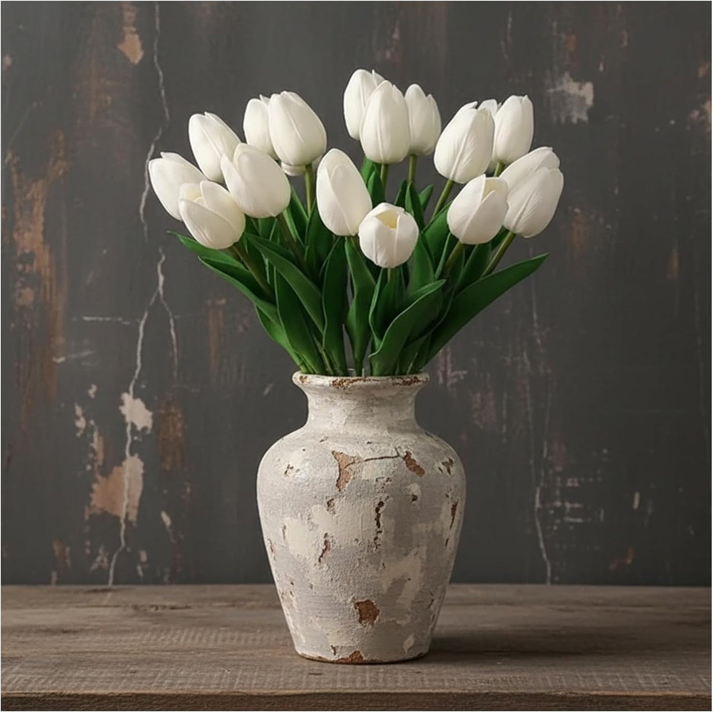 18pcs Artificial Tulips 13" PU Fake Flower Bouquet | Light Pink Tulips with PU Petals & Wire Stem. Ideal for Bedroom, Nursery, Photo Props, Gifts, DIY Flower Arrangement