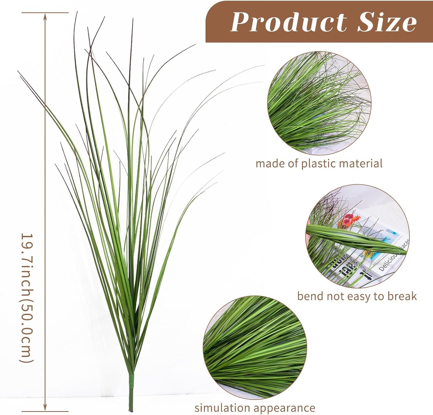 20 Bundles Fake Grass Plants Artificial Plants Outdoor Faux Plants Tall Shrubs Wheat Grass Greenery Stems UV Resistant Onion Grss For Outside Planters Indoor Room Vase Home Decor（Green Red Tail）