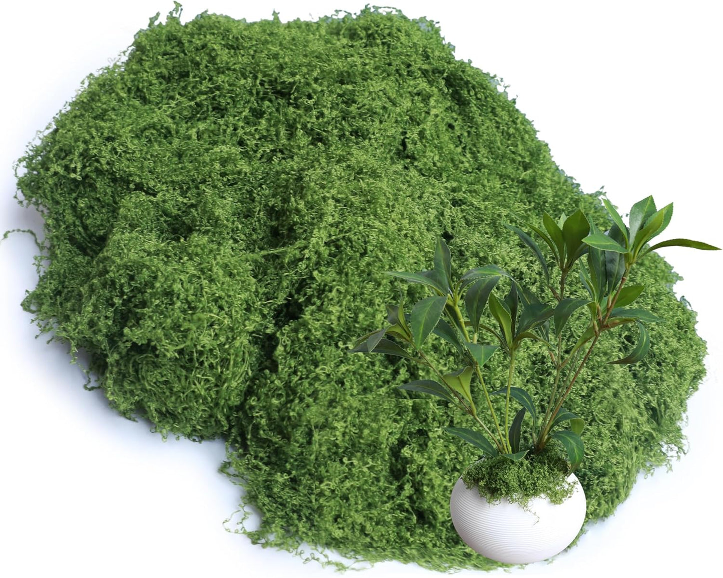 5.3oz Green Fake Moss Artificial Floral Moss Faux Plant for DIY Crafts Fairy Garden Pot Filler Vase Greenery Decorating Project Indoor Model Making Walls Glass Decor