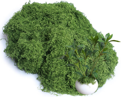5.3oz Green Fake Moss Artificial Floral Moss Faux Plant for DIY Crafts Fairy Garden Pot Filler Vase Greenery Decorating Project Indoor Model Making Walls Glass Decor