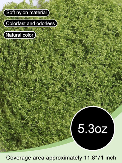 5.3oz Green Fake Moss Artificial Floral Moss Faux Plant for DIY Crafts Fairy Garden Pot Filler Vase Greenery Decorating Project Indoor Model Making Walls Glass Decor