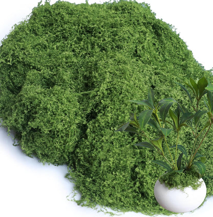 5.3oz Green Fake Moss Artificial Floral Moss Faux Plant for DIY Crafts Fairy Garden Pot Filler Vase Greenery Decorating Project Indoor Model Making Walls Glass Decor