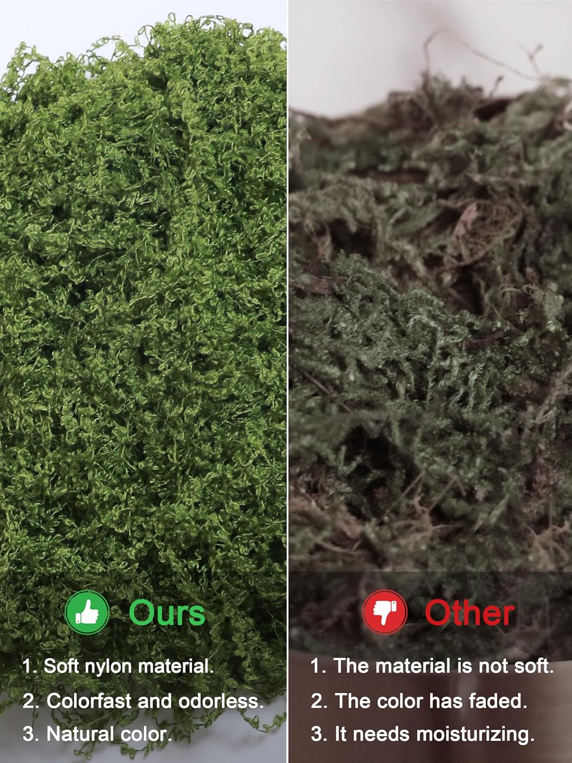 5.3oz Green Fake Moss Artificial Floral Moss Faux Plant for DIY Crafts Fairy Garden Pot Filler Vase Greenery Decorating Project Indoor Model Making Walls Glass Decor