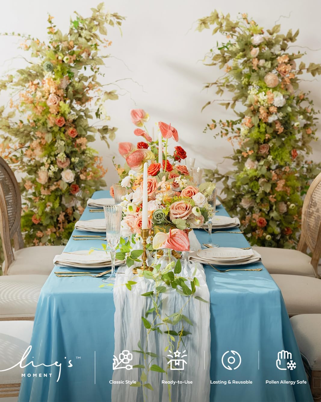 Artificial Clematis Cascading Greenery Garlands Vines | 4pcs, Hanging Bushes, Cascading Trailing Stems for Wedding Bouquets, Arches, Backdrops & Floral Arrangements